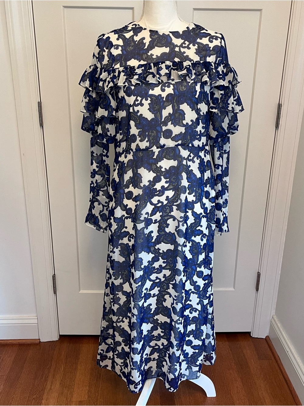 Ted Baker London Marquis Floral Jacquard Long Sleeve Midi Dress